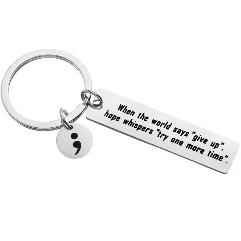 Health Wellness Gifts - Mental Health Awareness Keychain Semicolon Inspirational